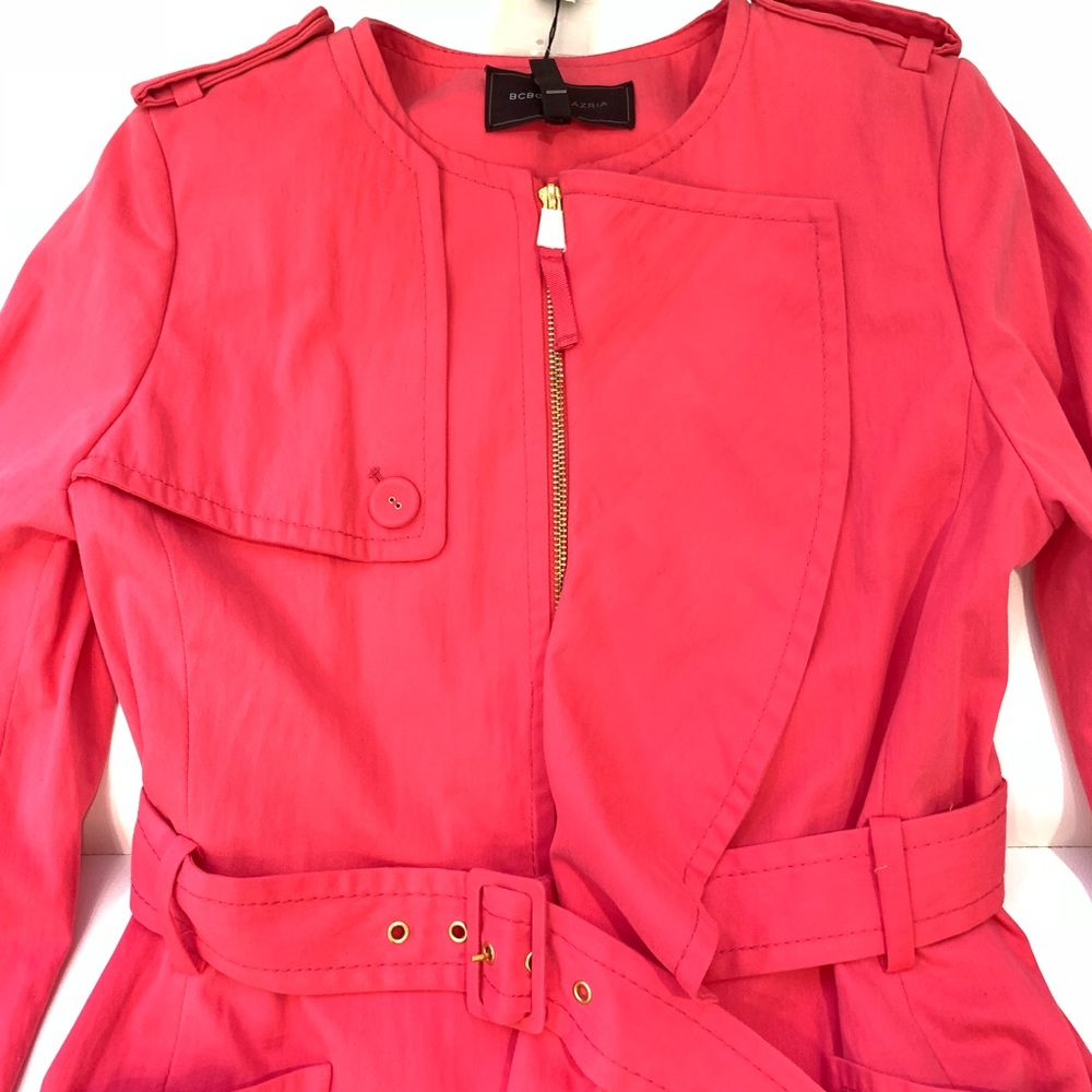BCBG MAXAZRIA Pink Trench Coat Sz S - Picture 6 of 8